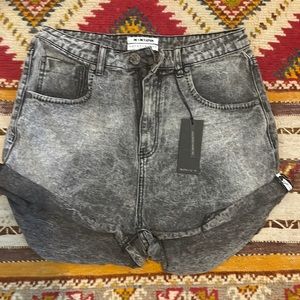 One Teaspoon, grey, 30, high waist, denim, shorts, slim fit, cuff hem, bandits,